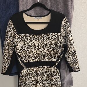 Danny & Nicole Black and Cream Animal Print Dress